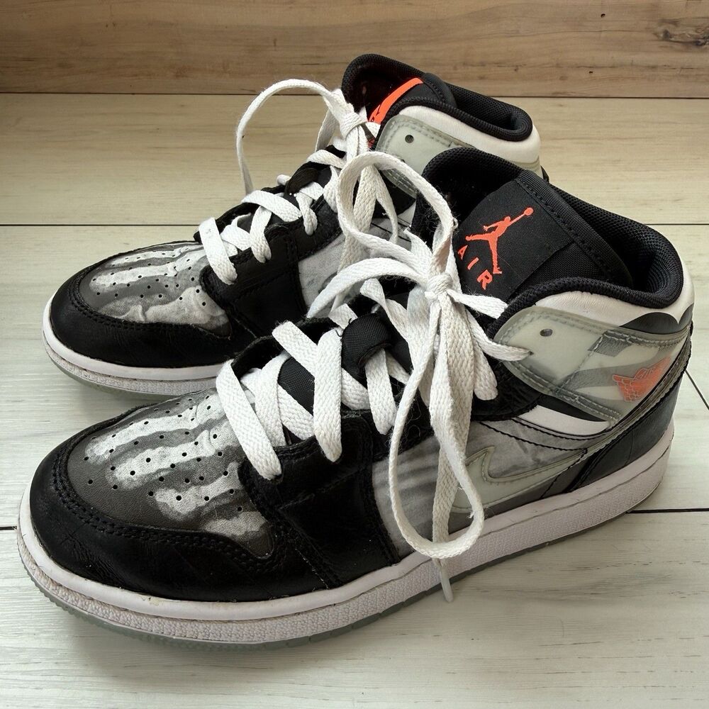 Nike Air Jordan 1 X-Ray Mid Black HF3209-001 Youth 3.5Y Sneakers Shoes